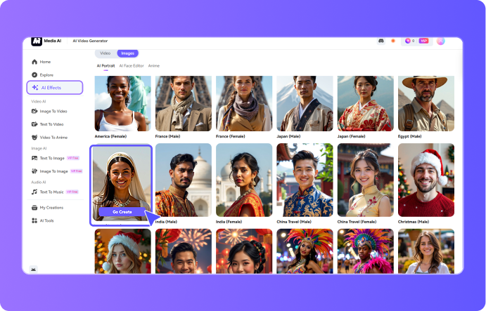 go to media.io ai cleopatra filter