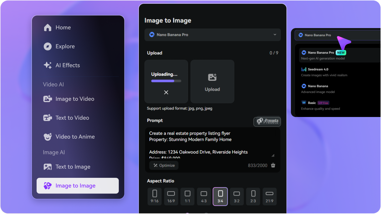 Step 1 — Choose Your Workflow in the Media.io AI Flyer Generator