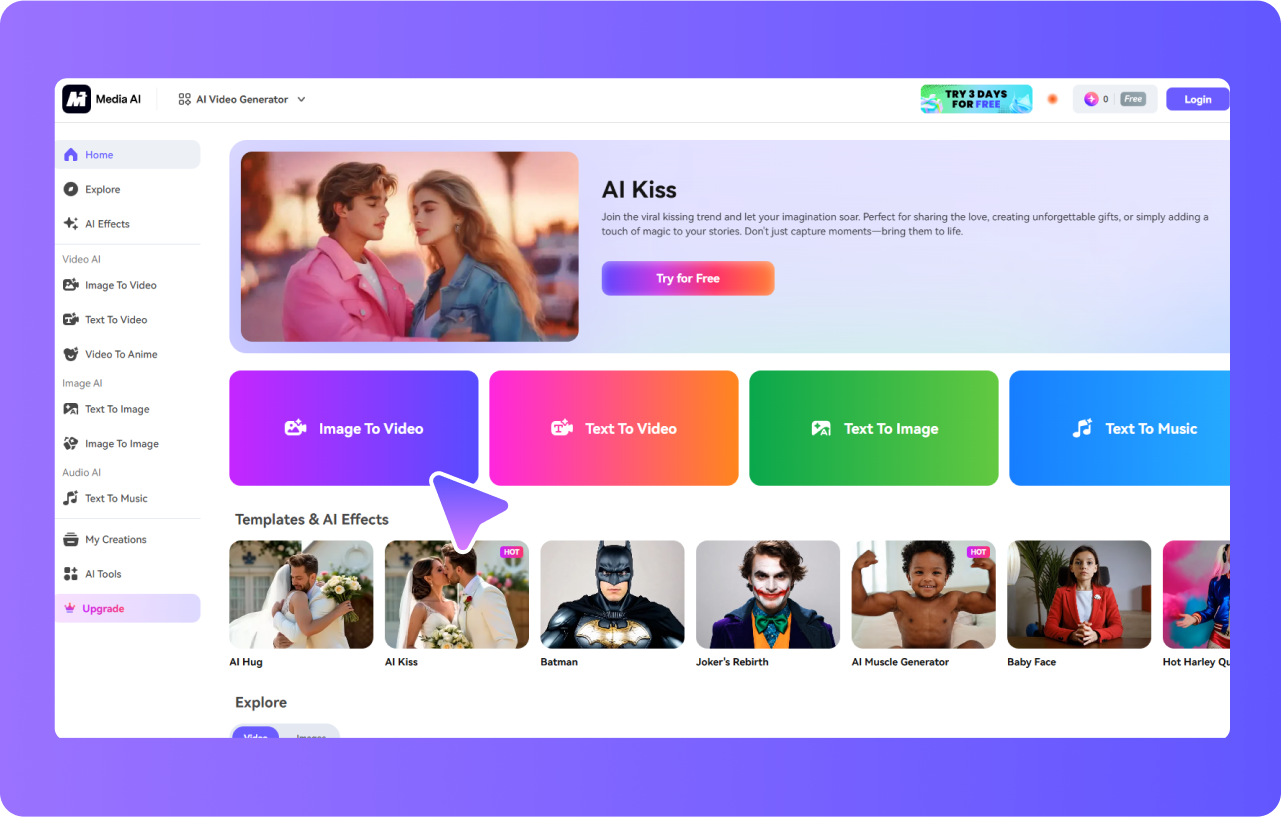 access the image to video tool