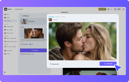 generate a french kissing video