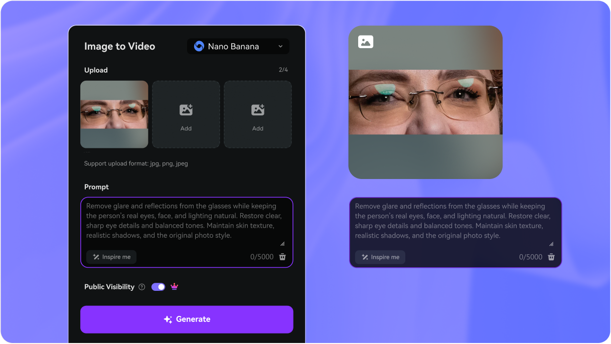 Step 2 — Apply AI Glare Removal Prompt