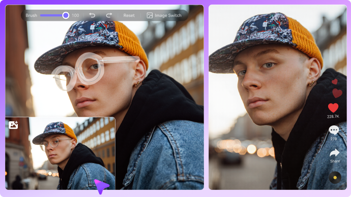 get rid of glasses in photo