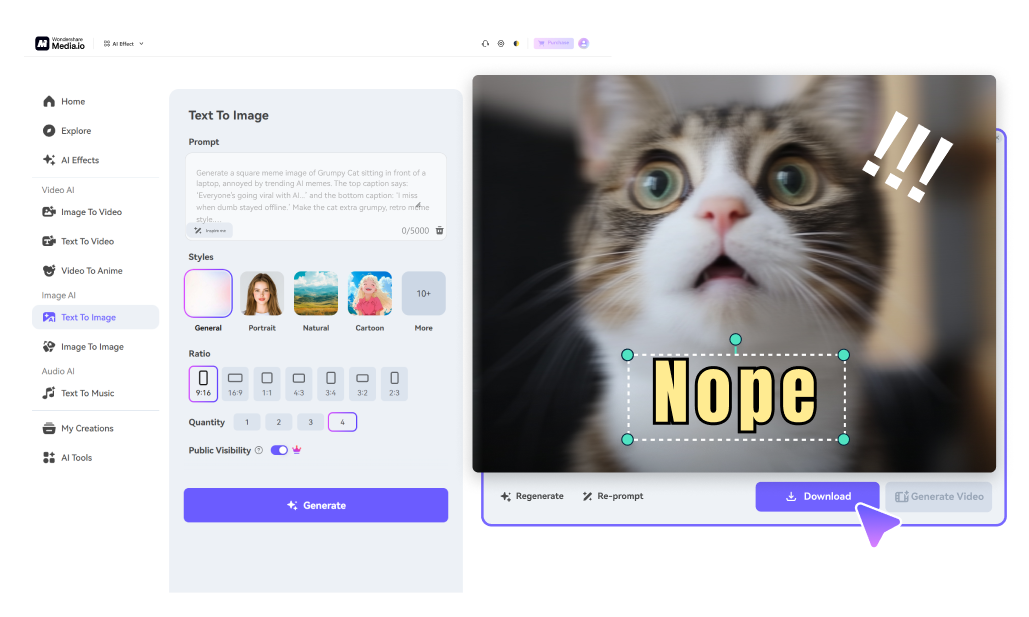 generate grumpy cat memme from text