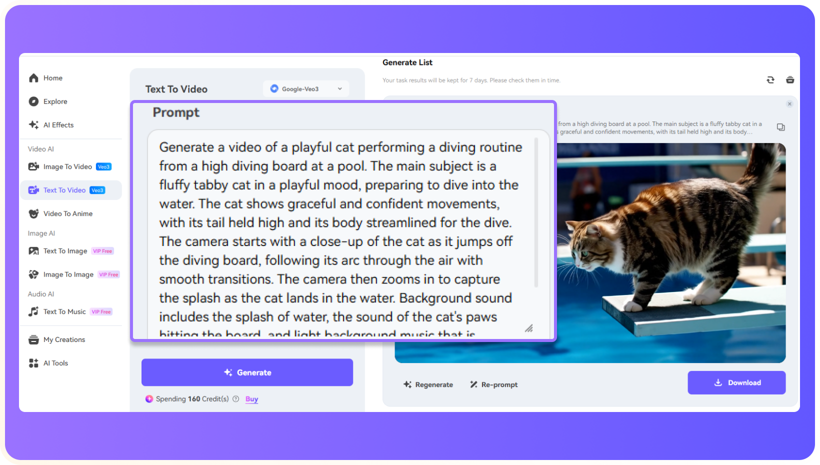 enter prompt for ai gymnastics video