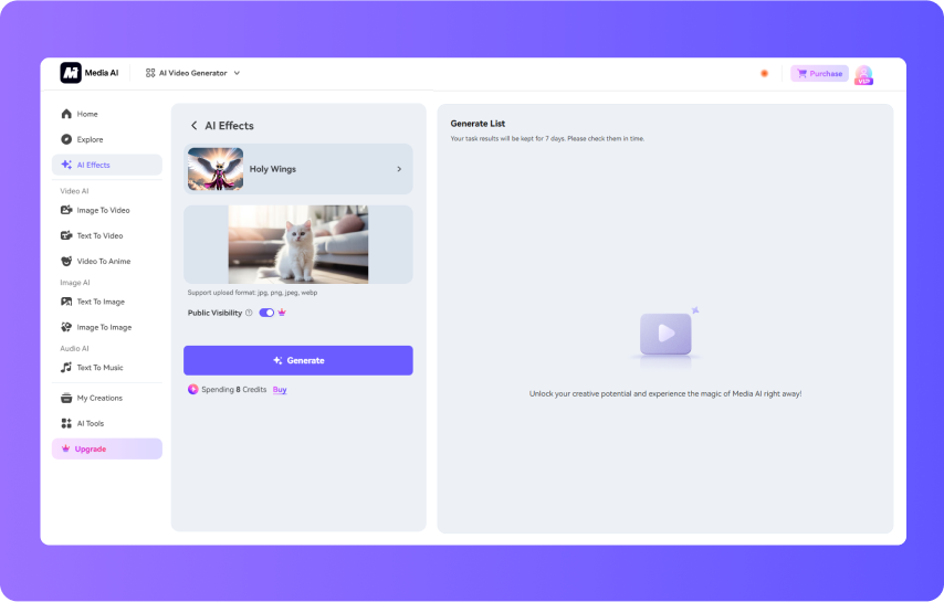 upload image and hit generate