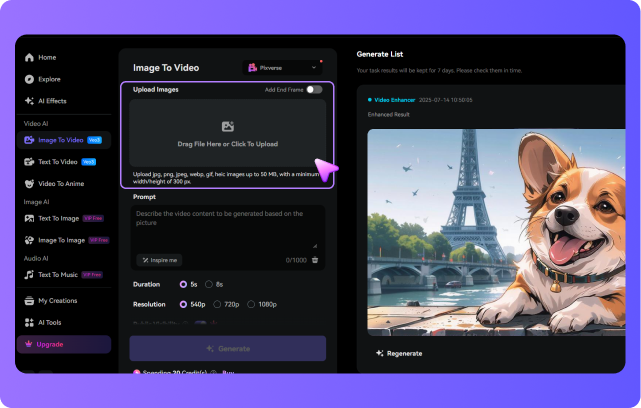 Step 1 visit media.io AI image animator