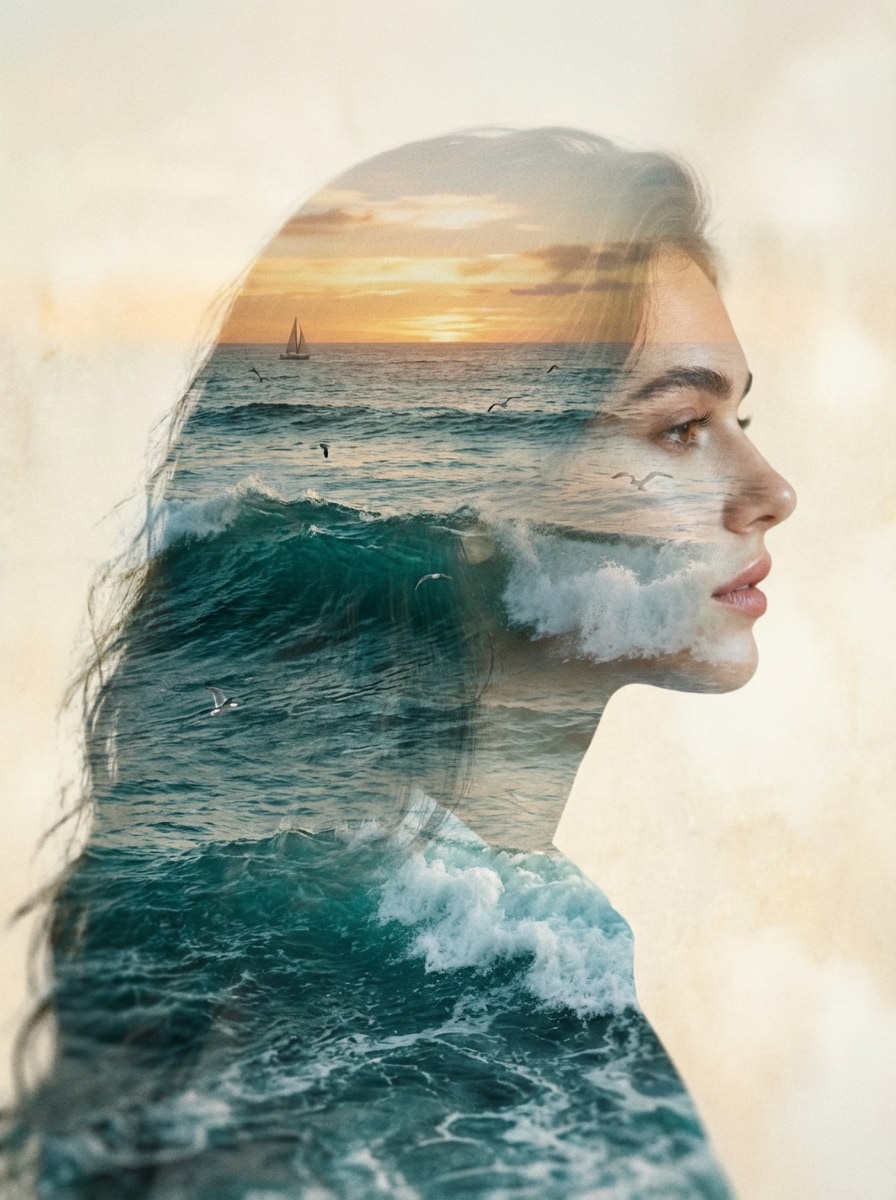 Ocean Wave Double Exposure