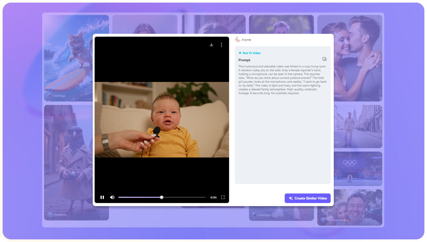 visit media.io ai interview baby video generator