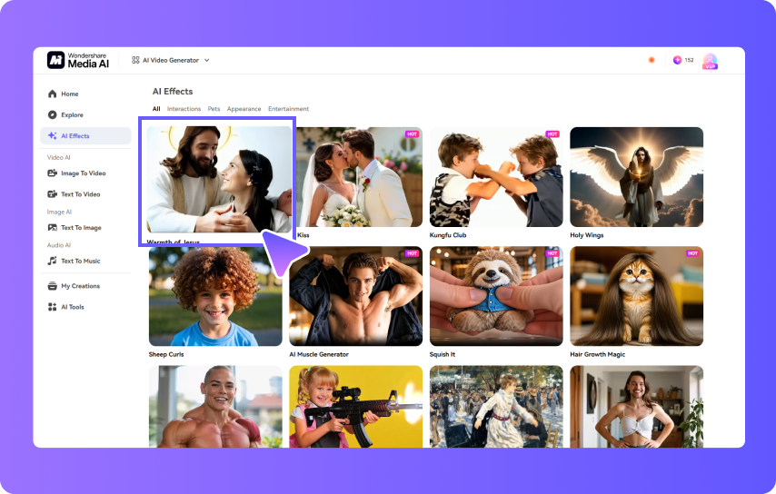 access the AI jesus hug video