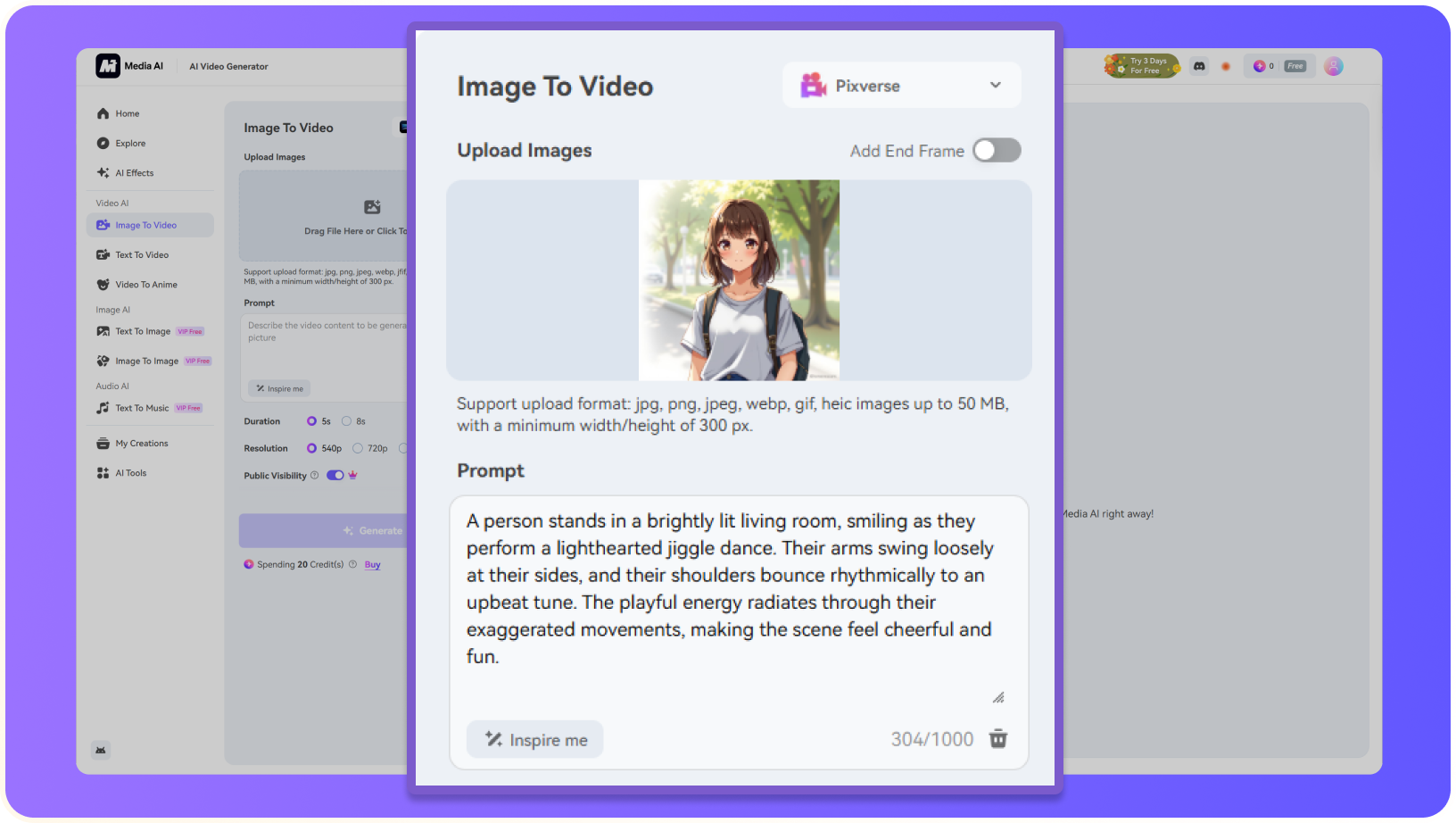 enter prompt for jiggle dance video