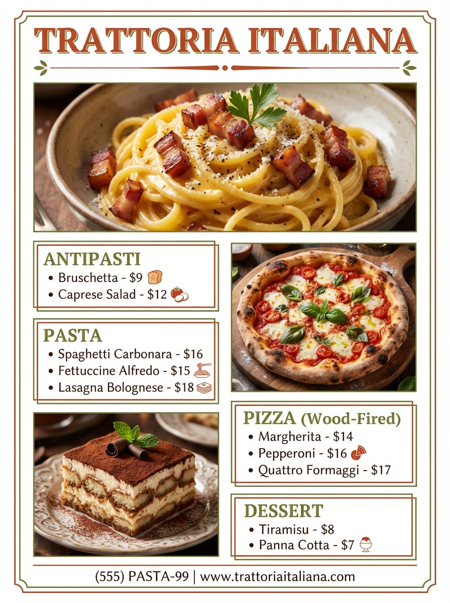 Italian Restaurant Menu