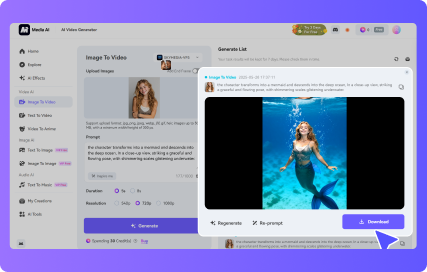 Genera y descarga un video de sirena con IA