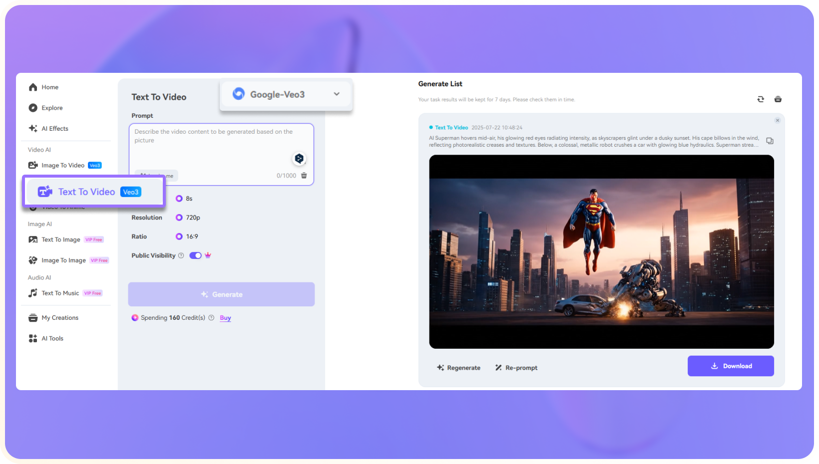 choose text to video mode