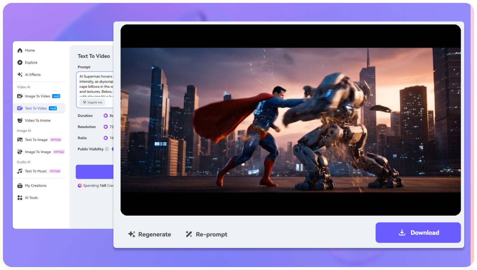 download and share ai superman video