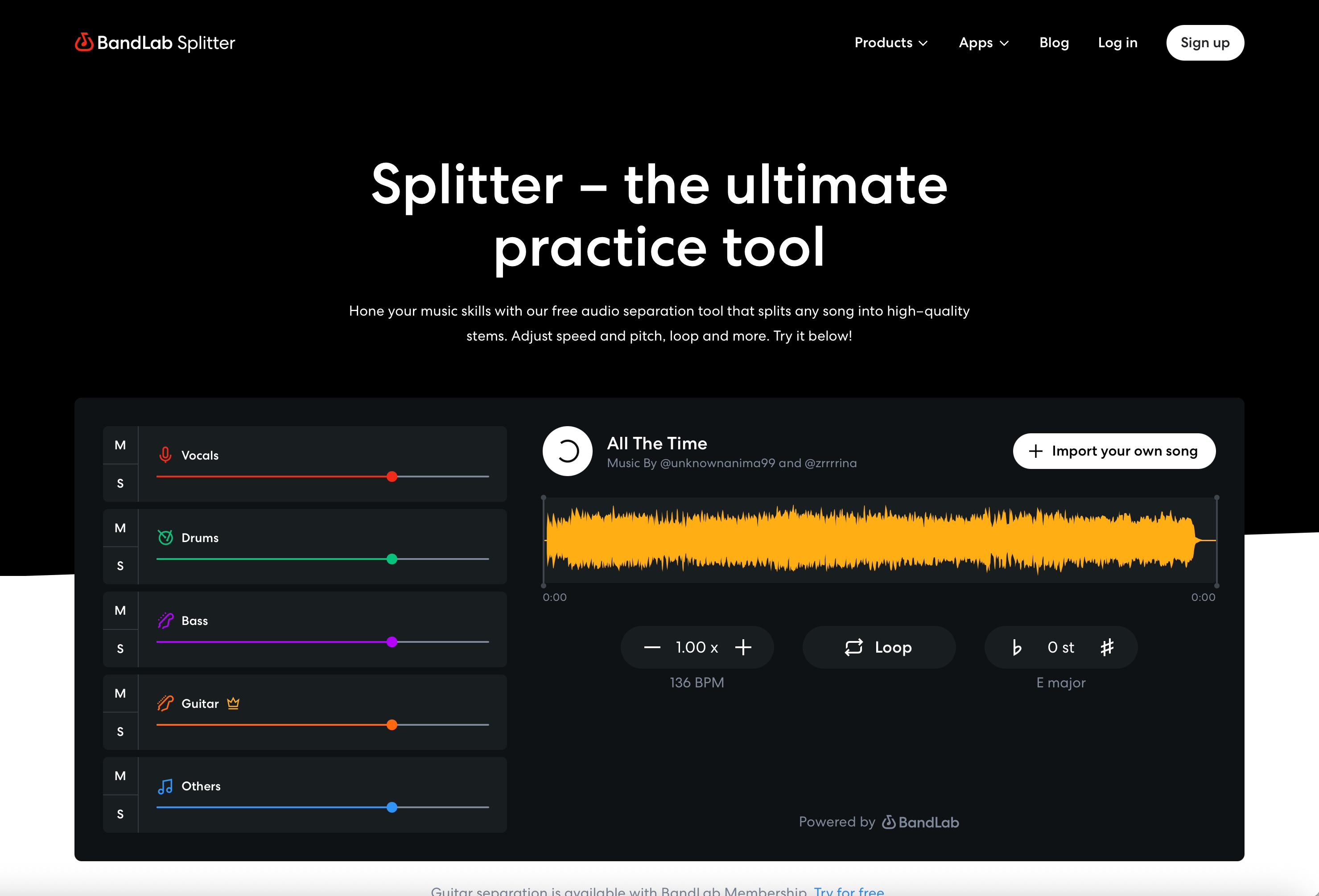 BandLab Splitter Red UI