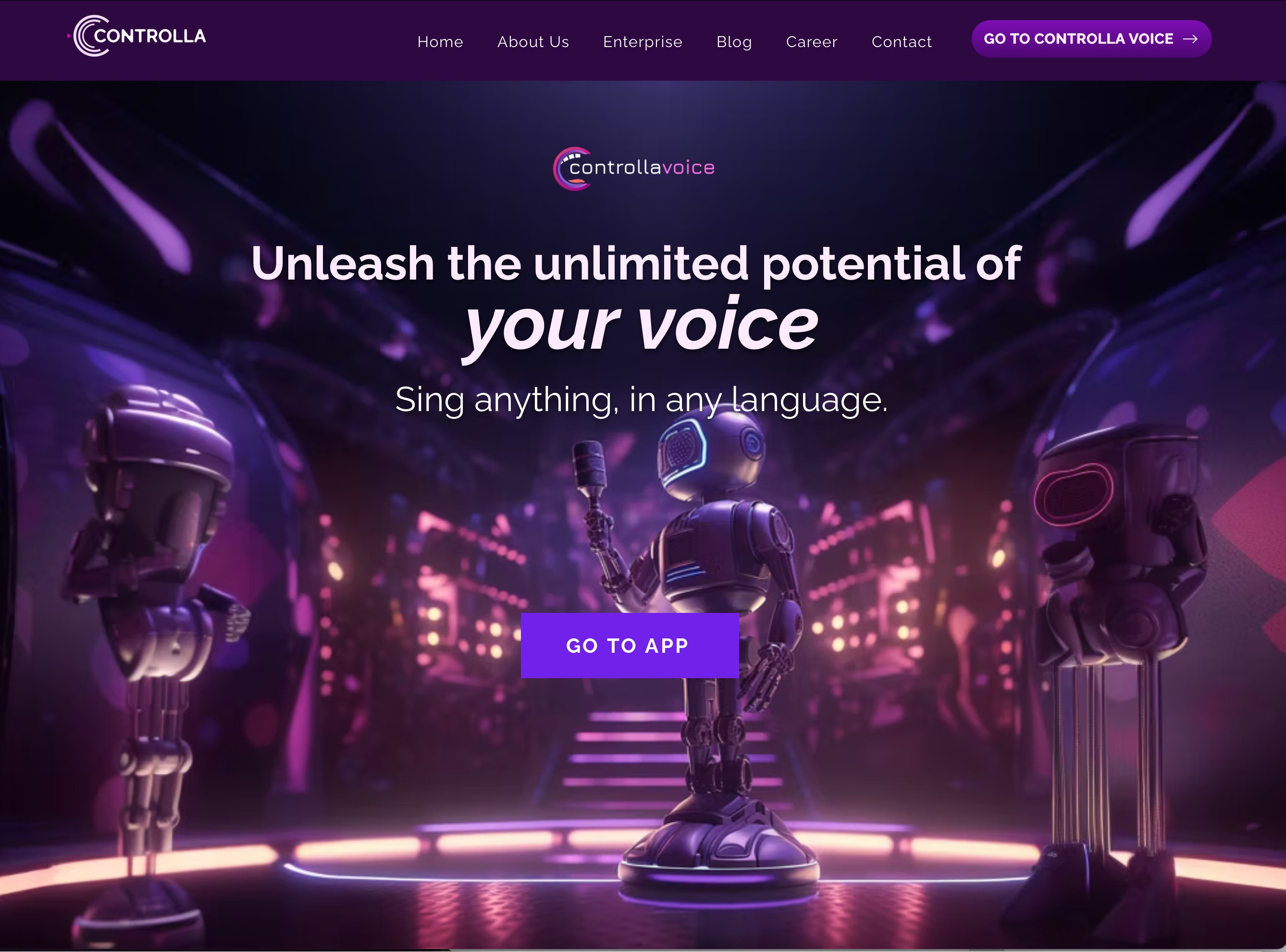 Controlla Voice Purple Homepage