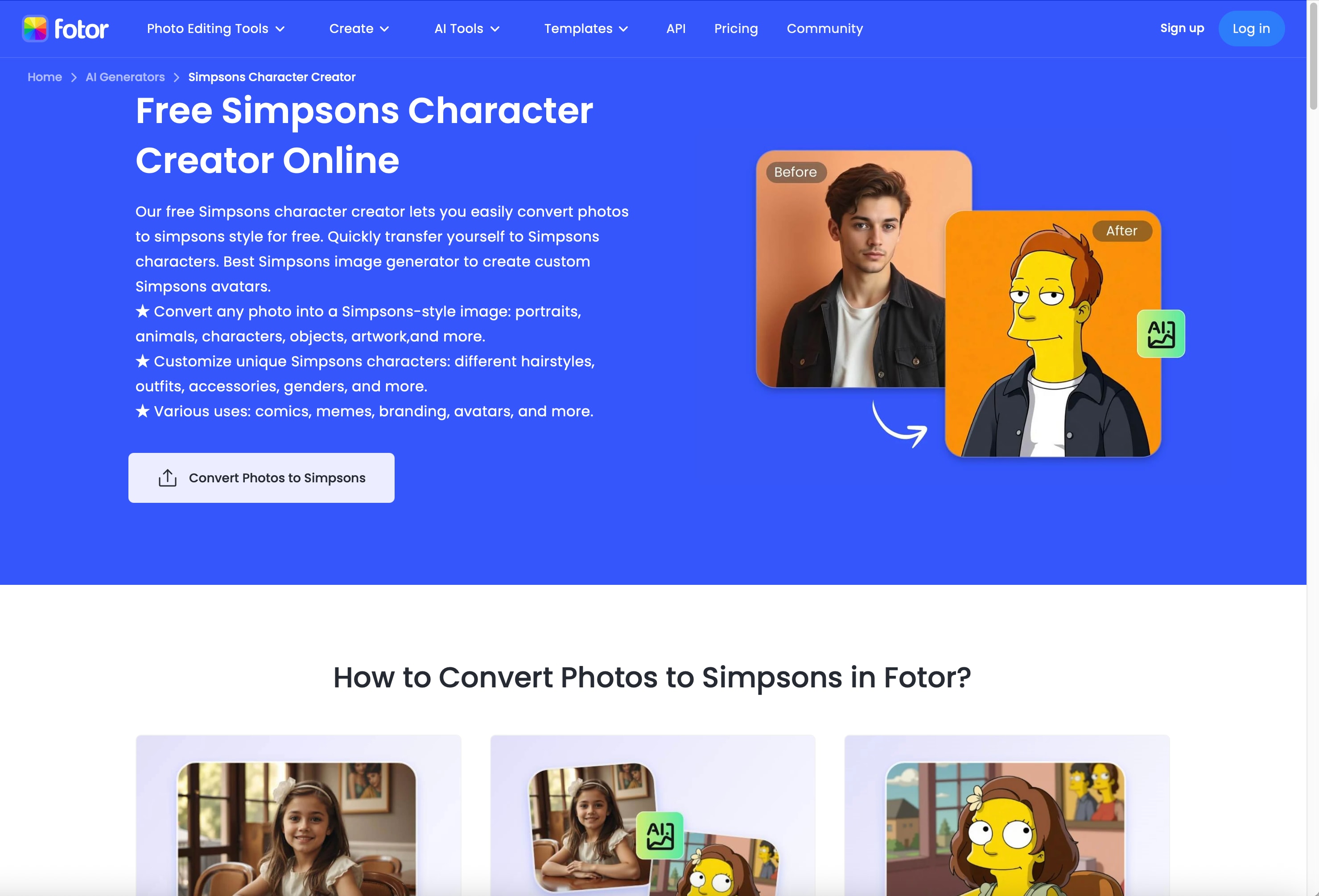 Fotor Simpsons Character Creator