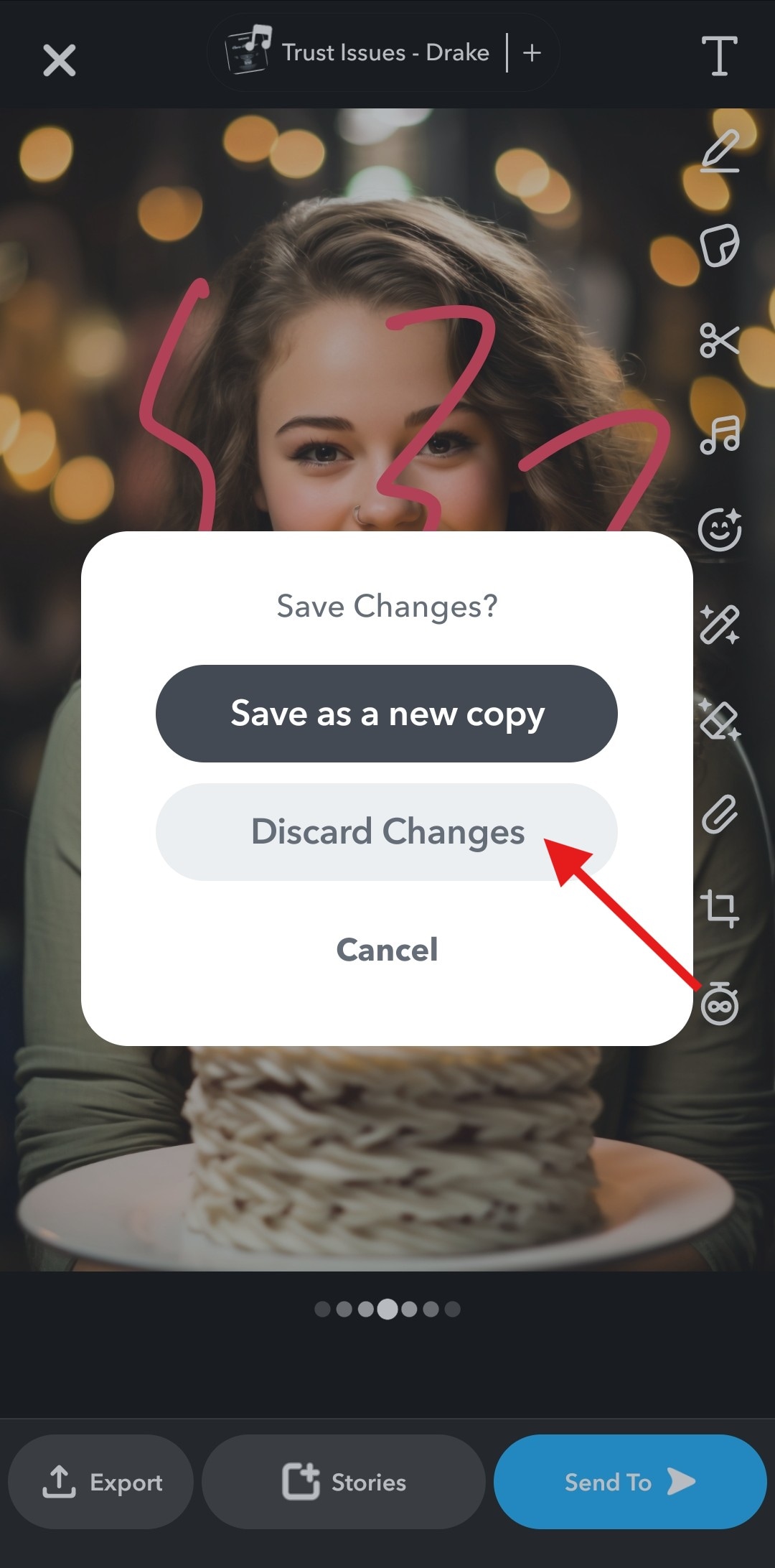 remove snapchat drawing by going back