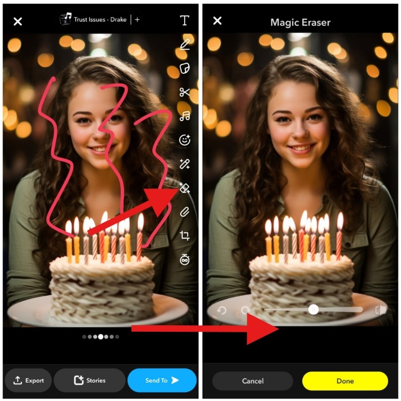 remove snapchat drawings with magic eraser