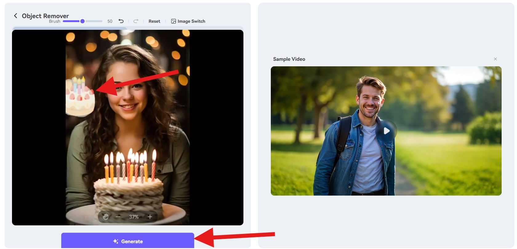 generate image with removed sticker mediaio