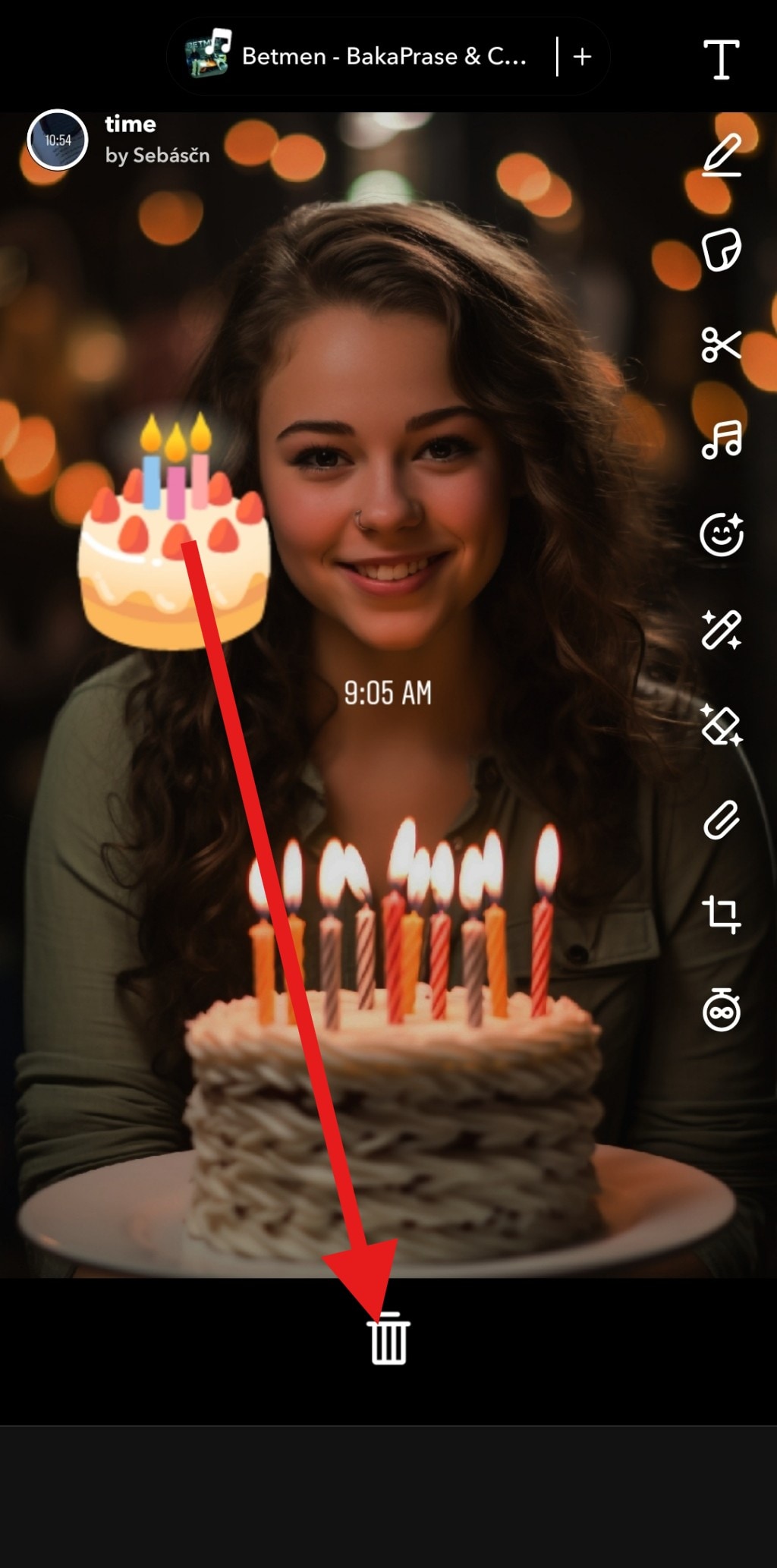 remove sticker from snapchat step two