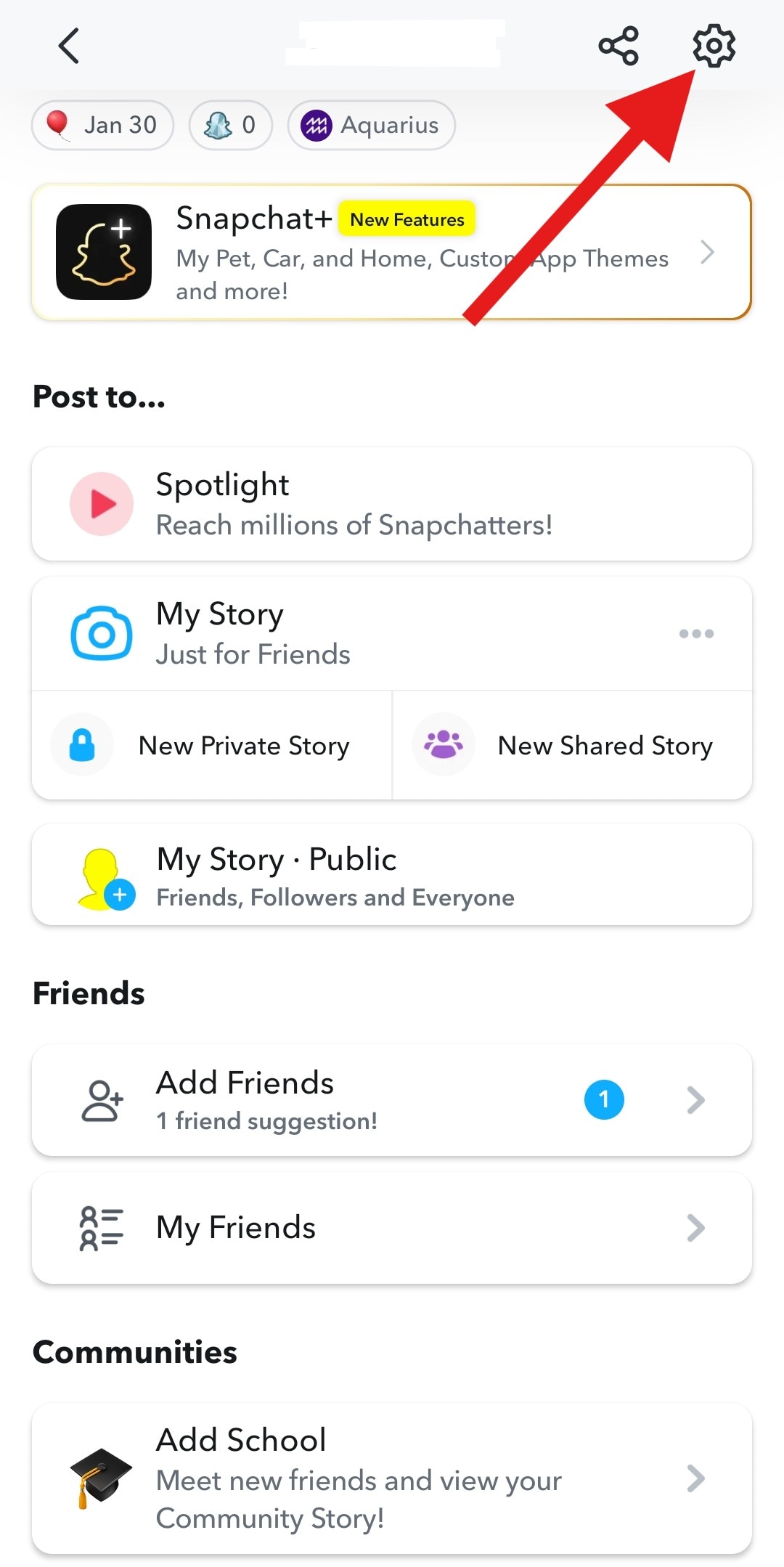 open your settings on snapchat mobile