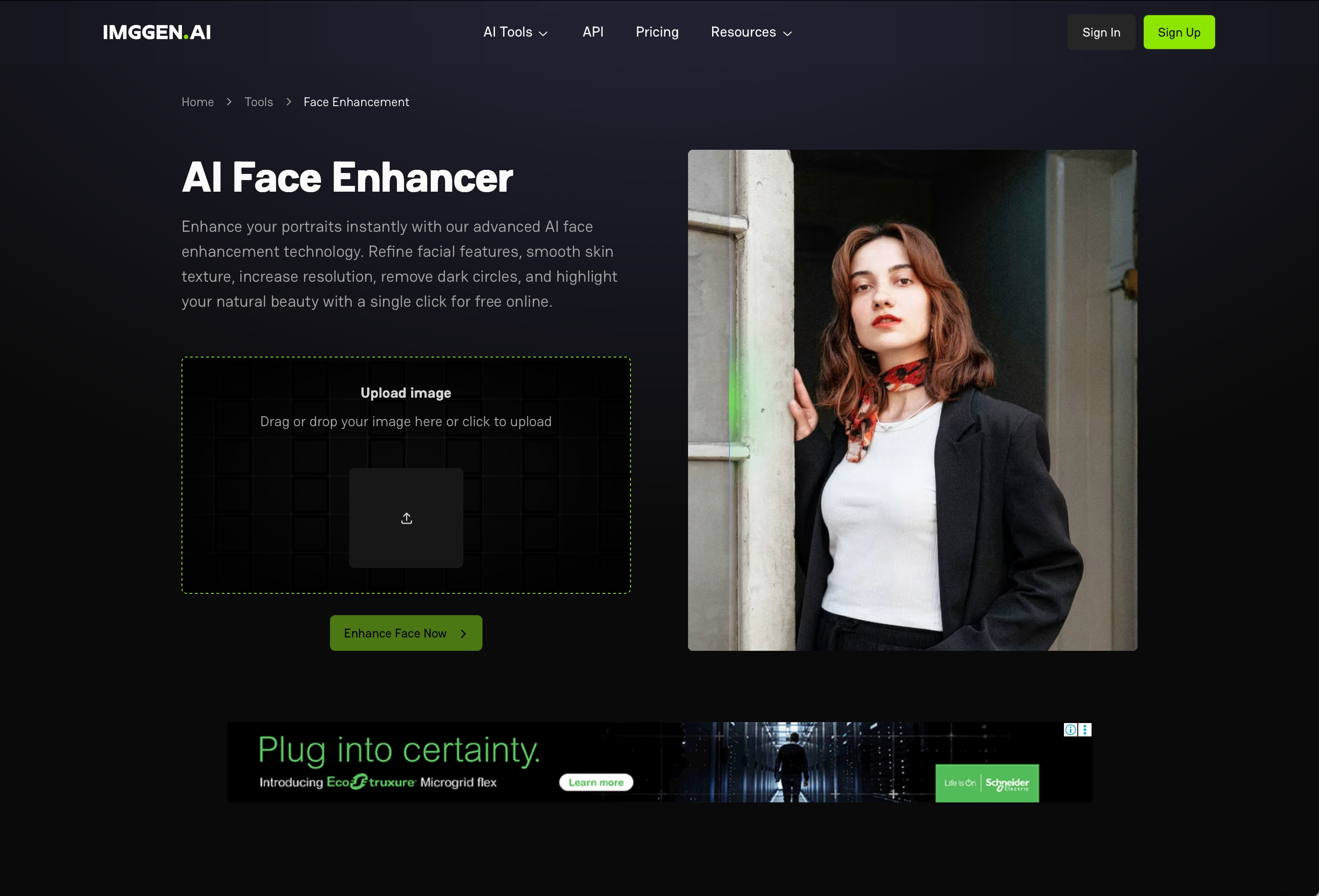 ImgGen Green AI Face Enhancer