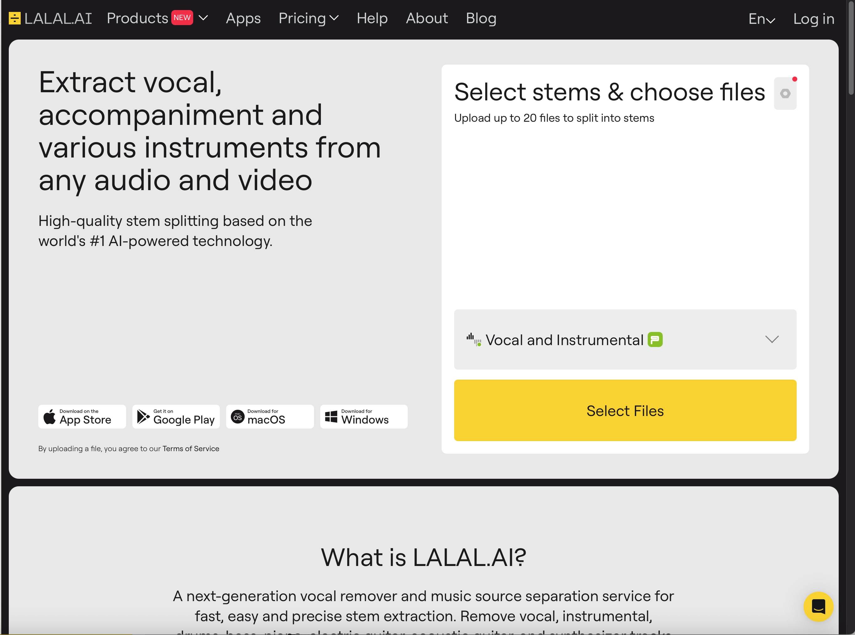 LALAL.AI Yellow Instrumental Maker