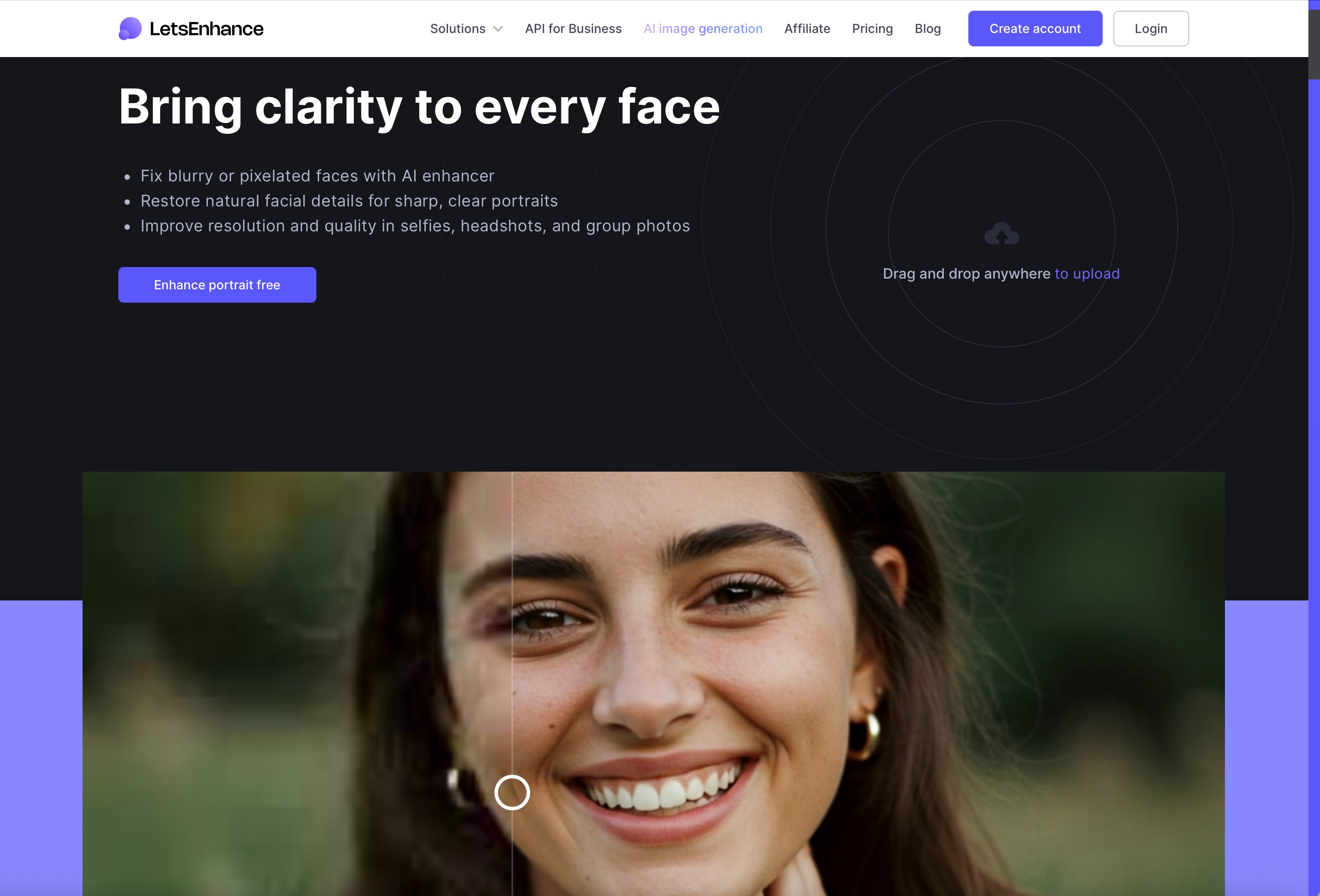 LetsEnhance Purple Face Upscale App