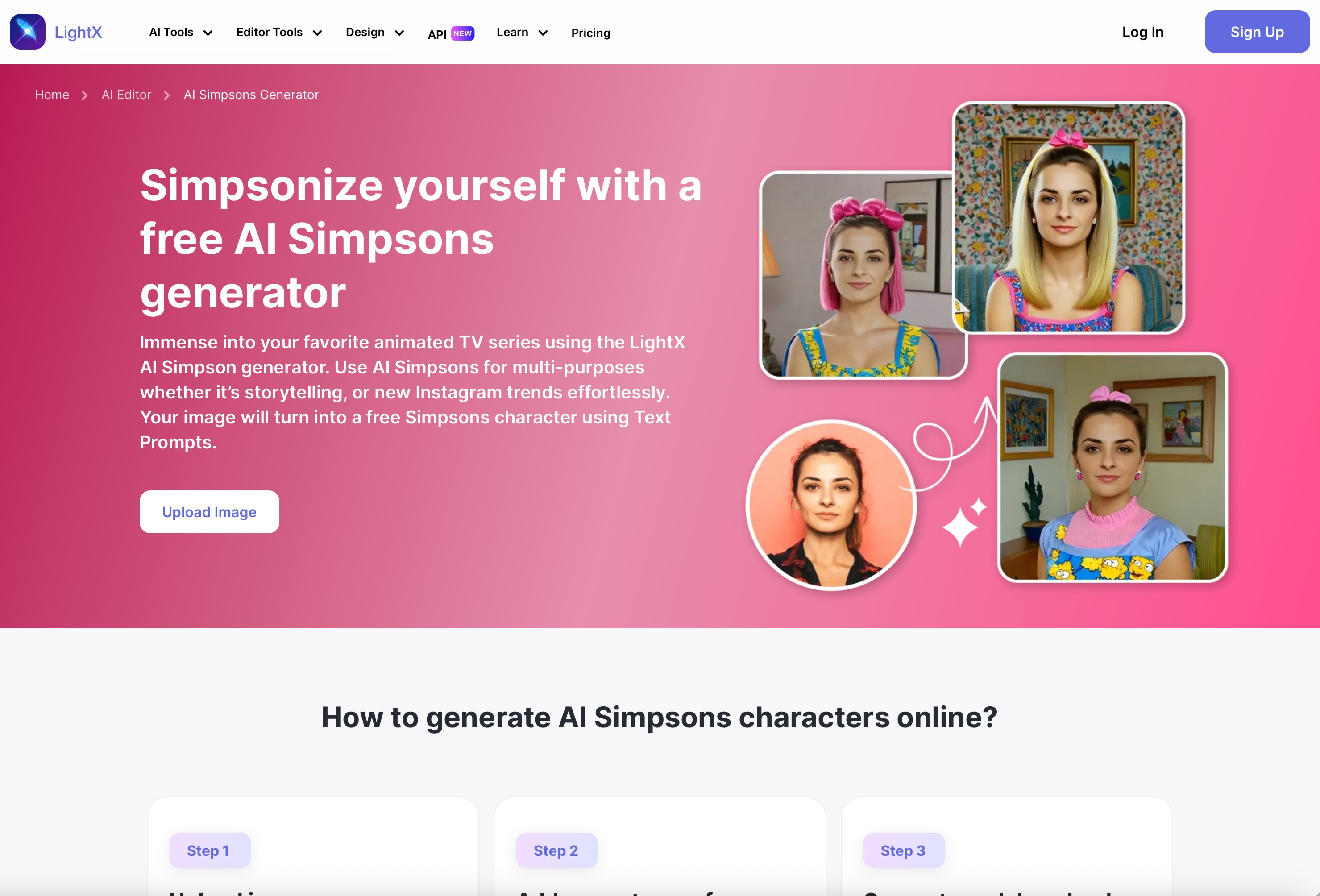 LightX AI Pink Simpsons Generator