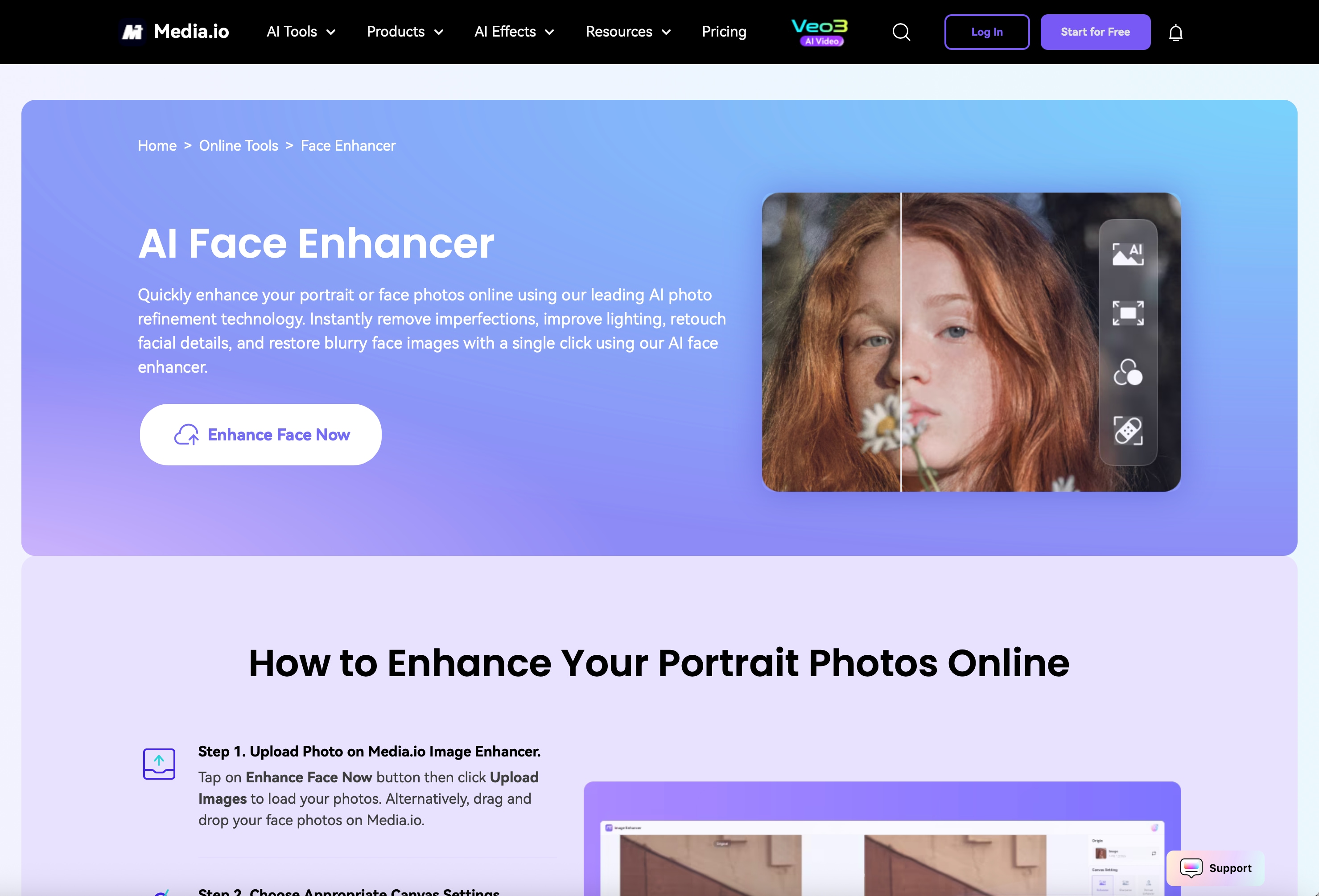 Media.io Light Purple Face Enhancer
