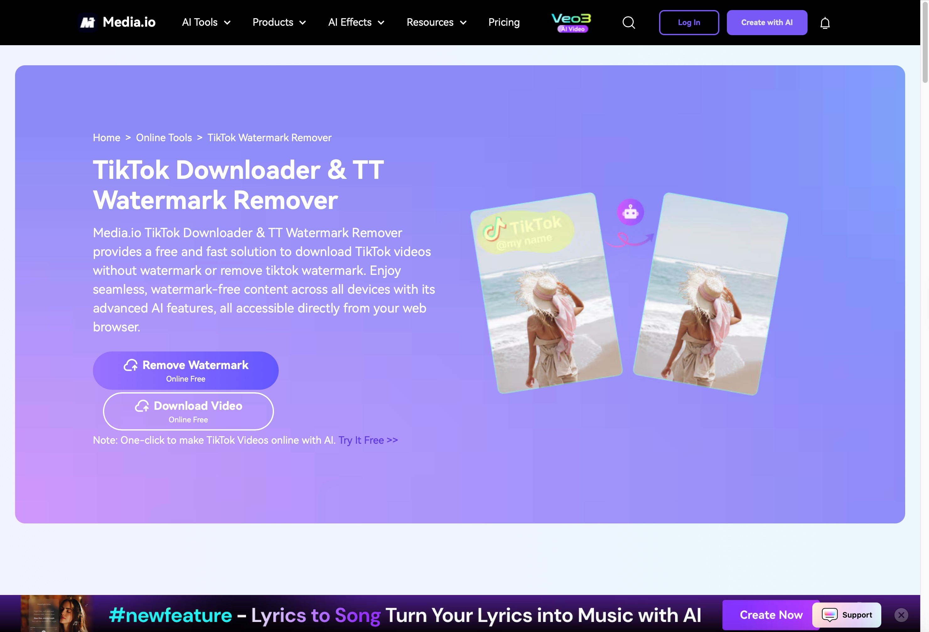 Media.io Watermark Remover homepage