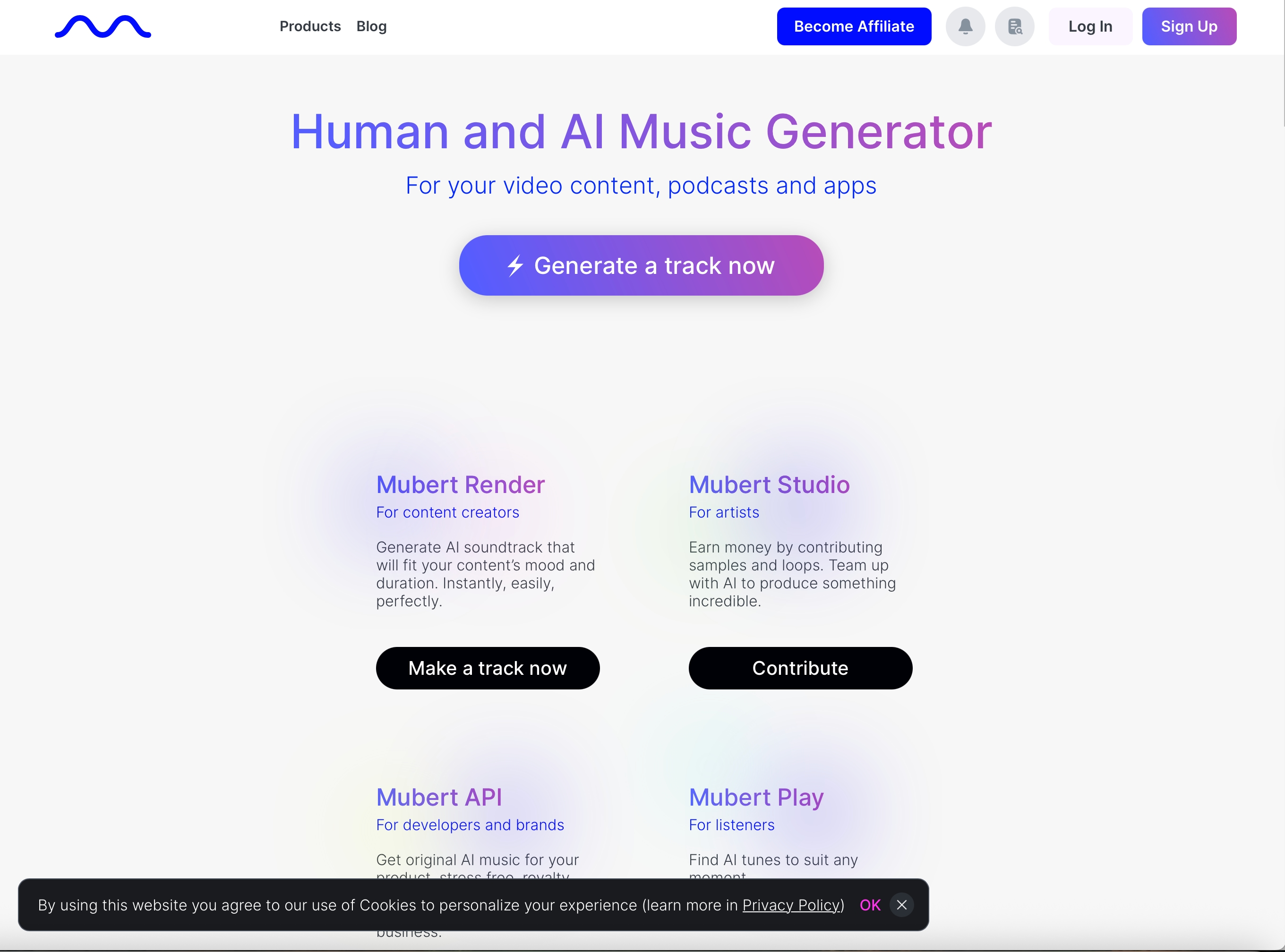 Mubert's White Homepage