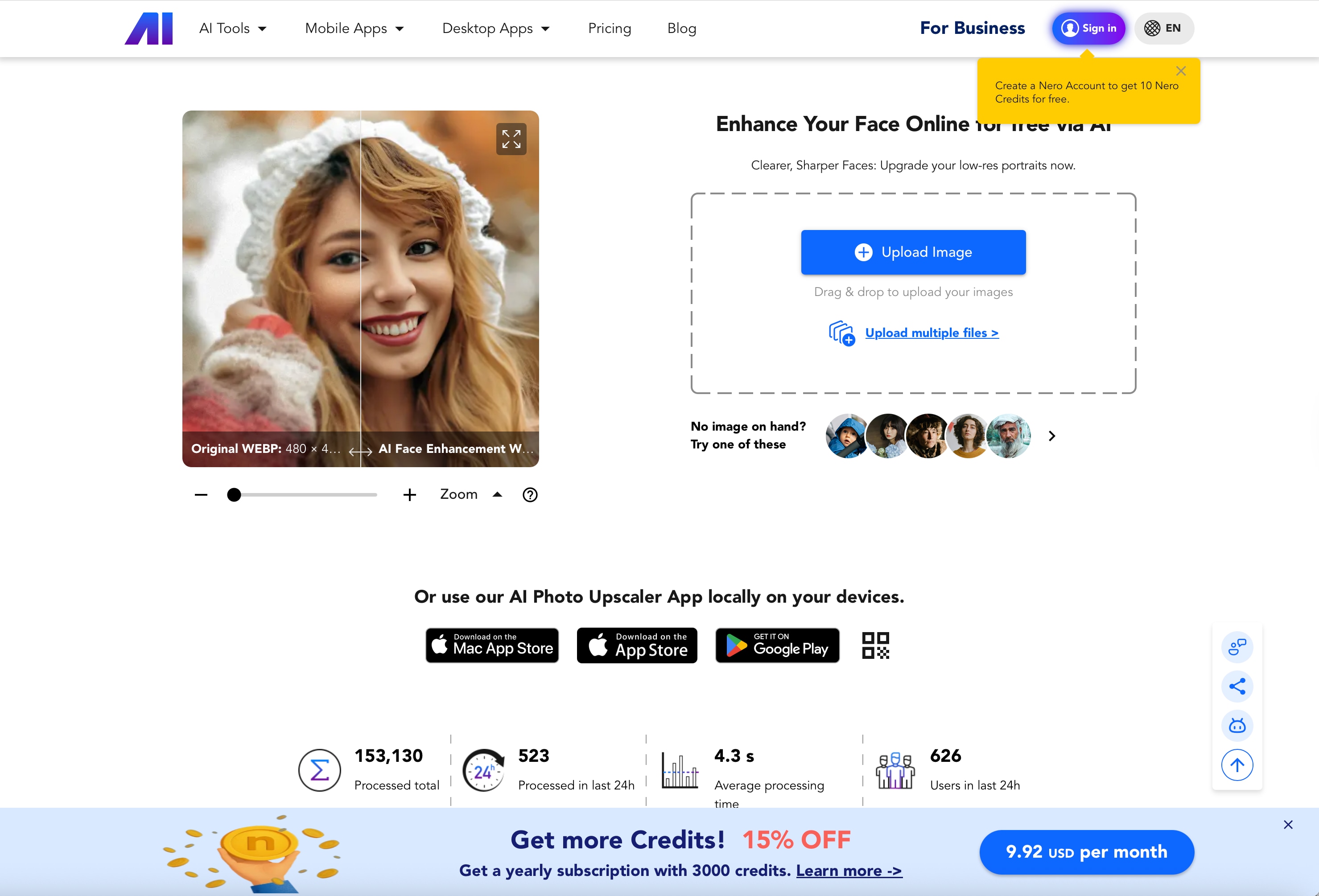 Nero Face Enhancer Homepage