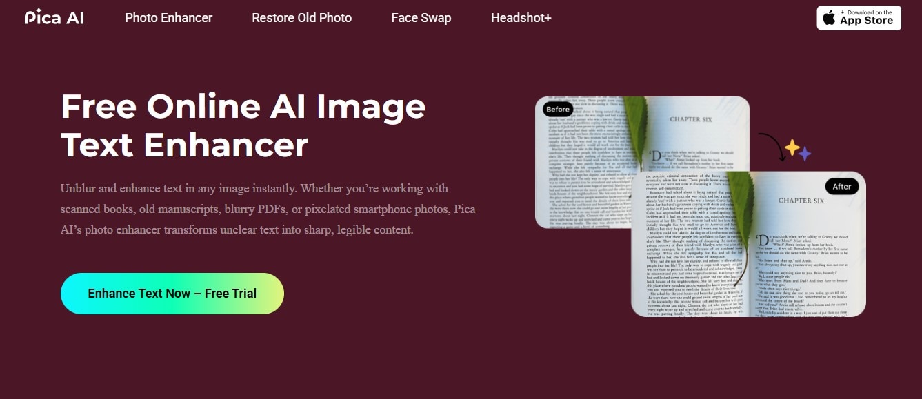 Pica Image Text Enhancer Maroon