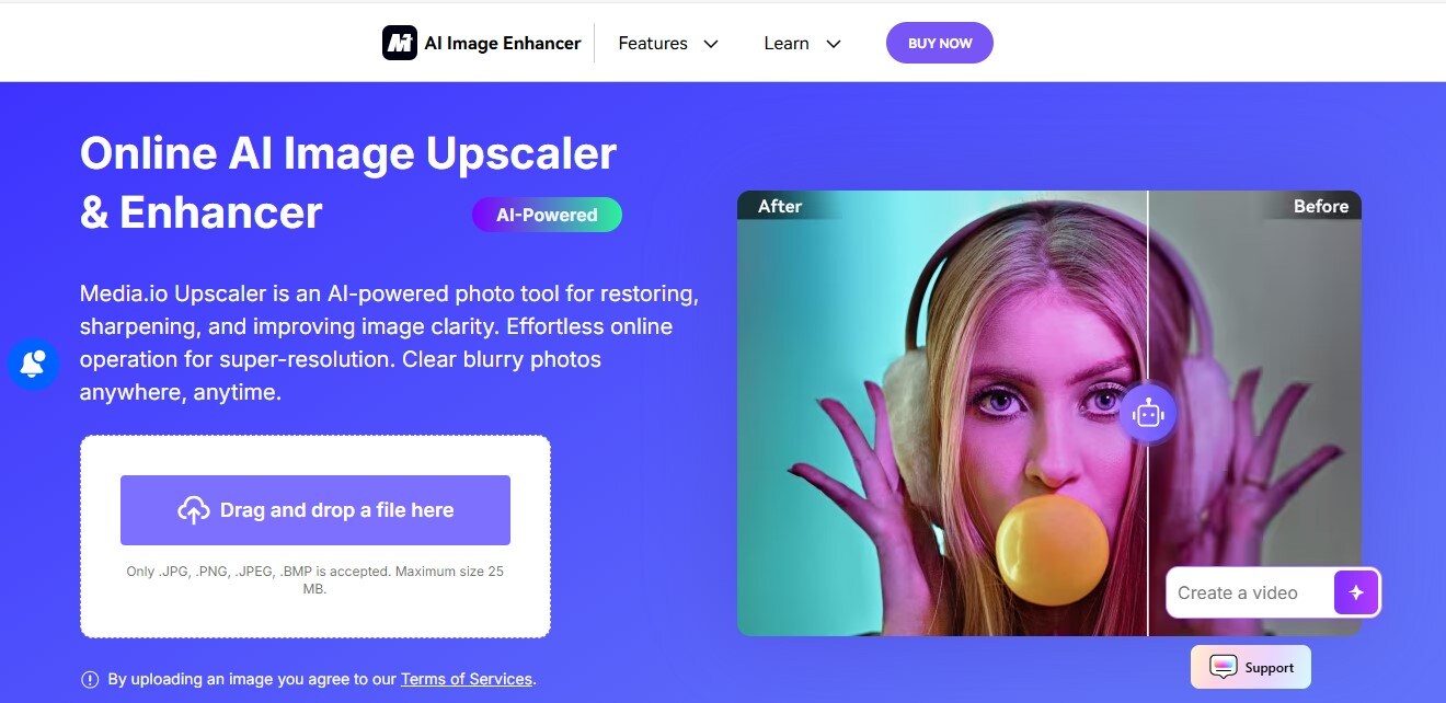 Purple Media.io AI Image Tool
