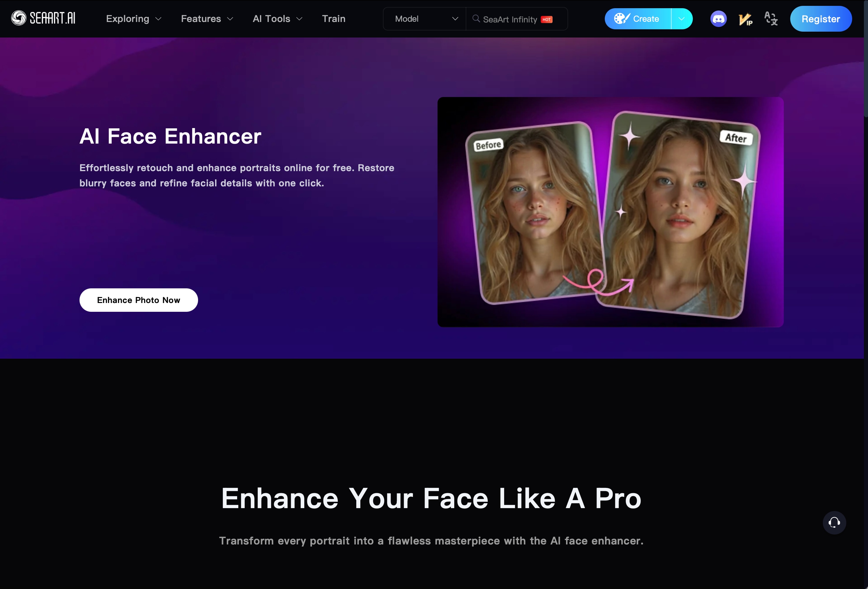 SeaArt Blue AI Face Page