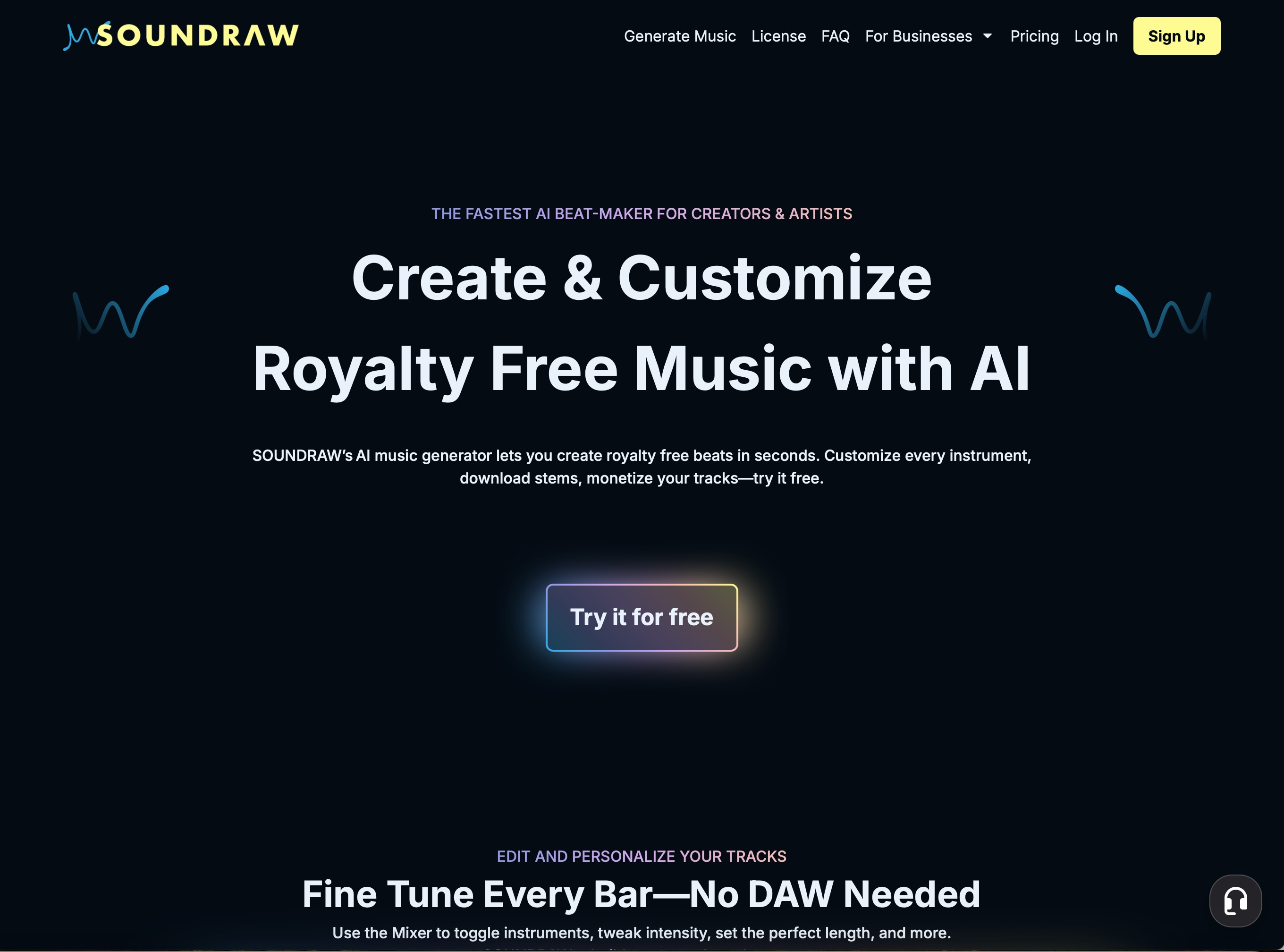 Soundraw's AI Black Page