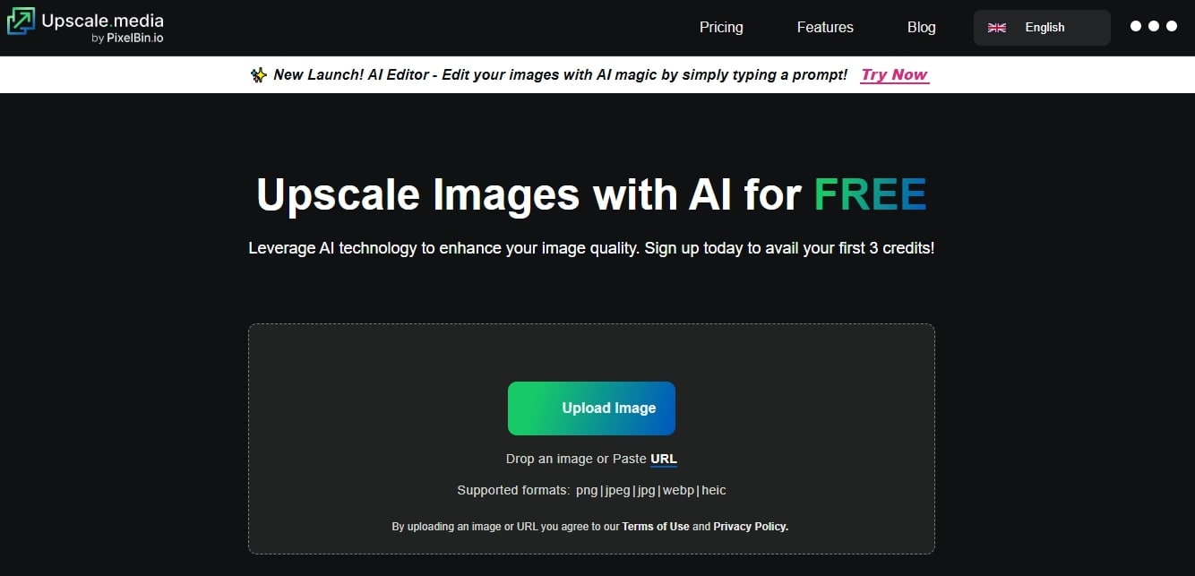 Upscale Media Photo Enhancer Homepage