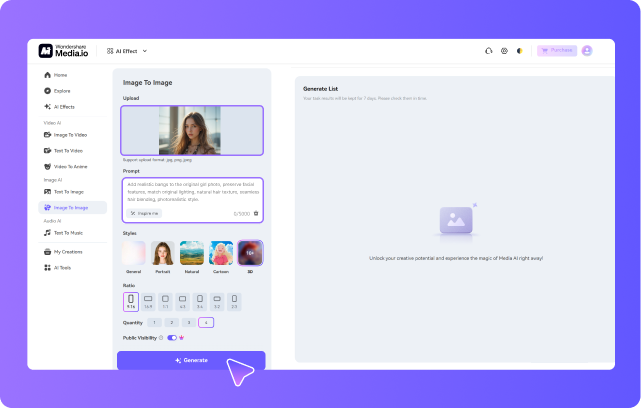Preview and make adjustments of your desire bang