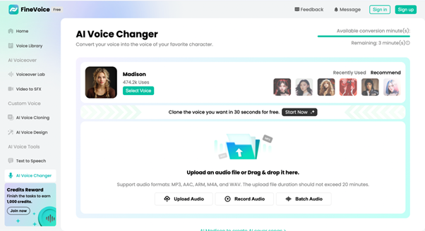 finevoice ai voice changer