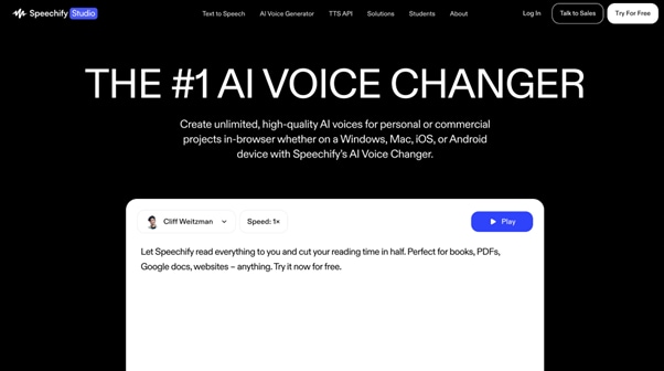 speechify ai voice changer