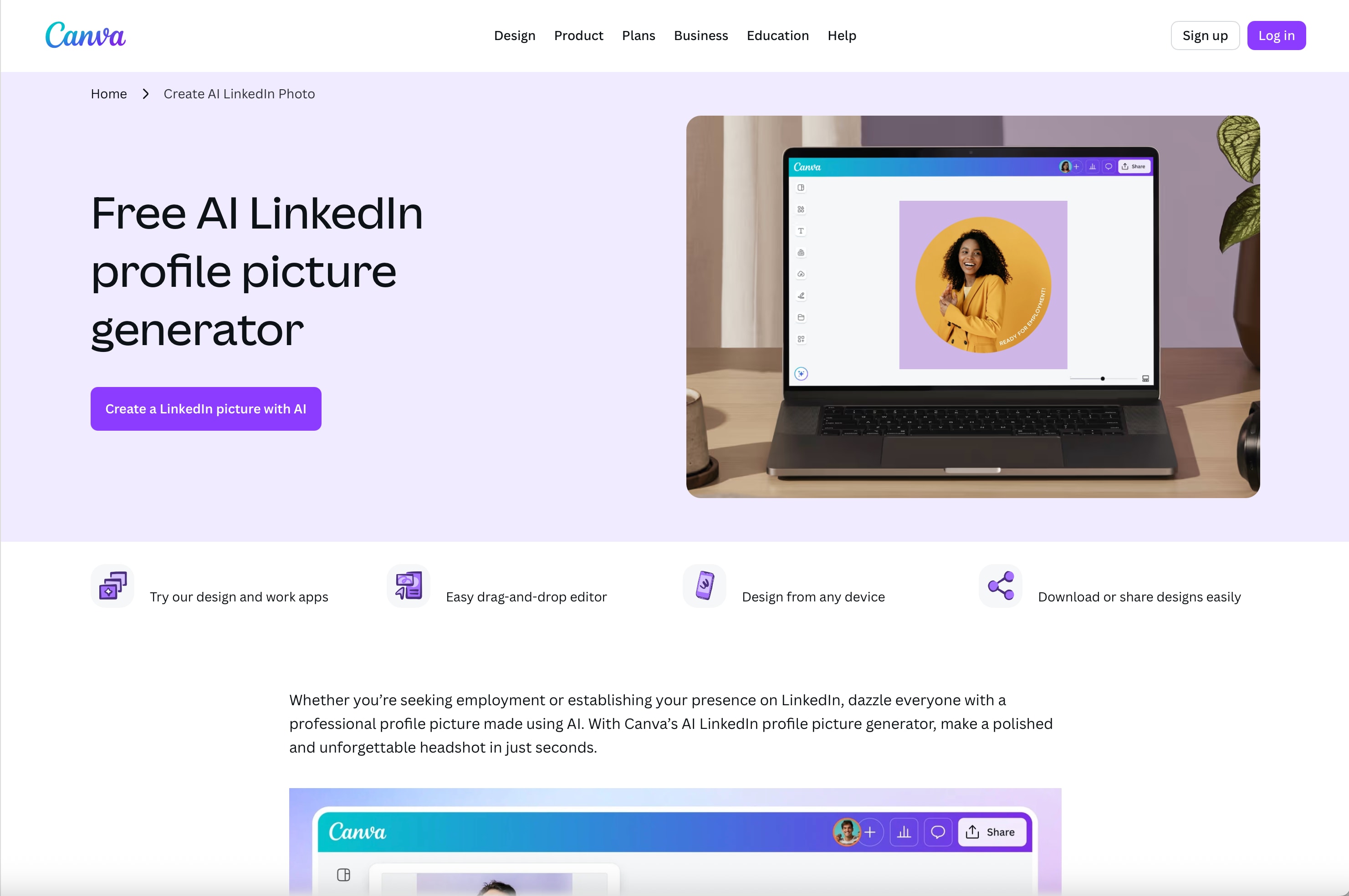 Canva Light Purple Interface