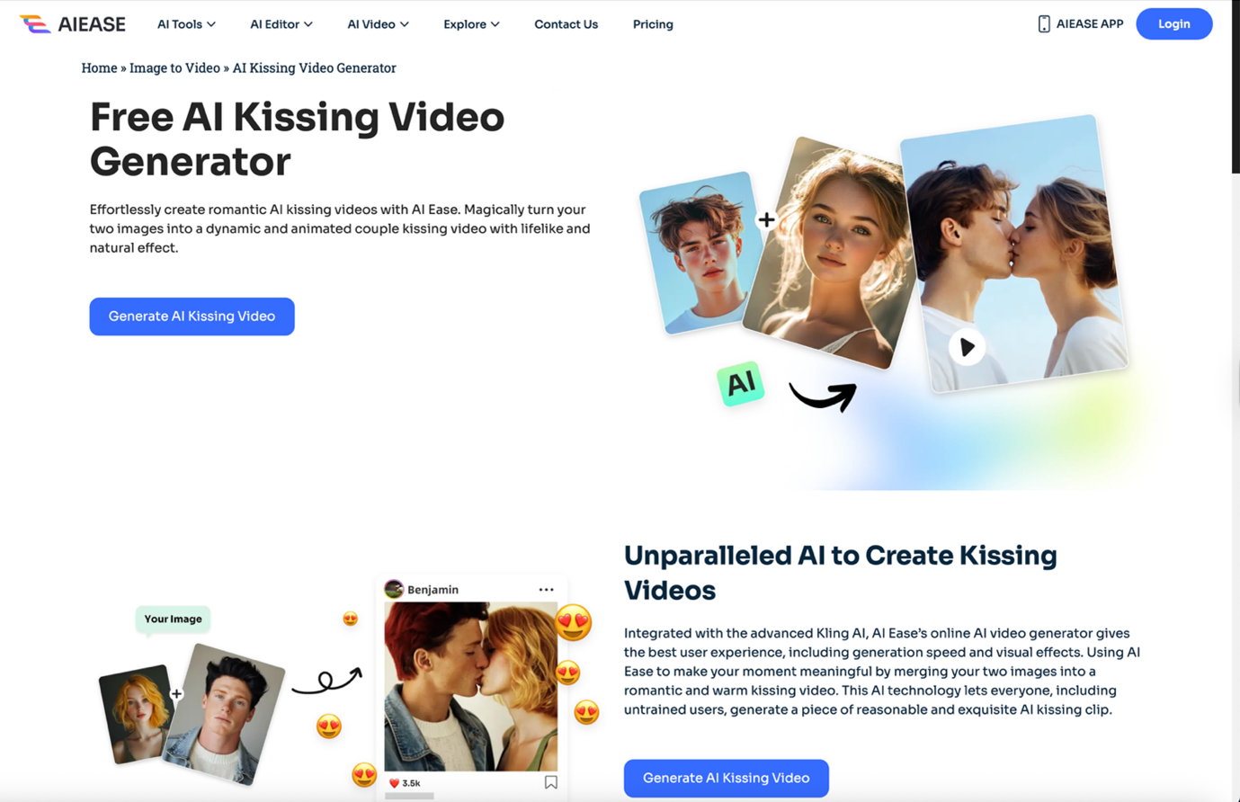 Ease AI Kissing Generator White