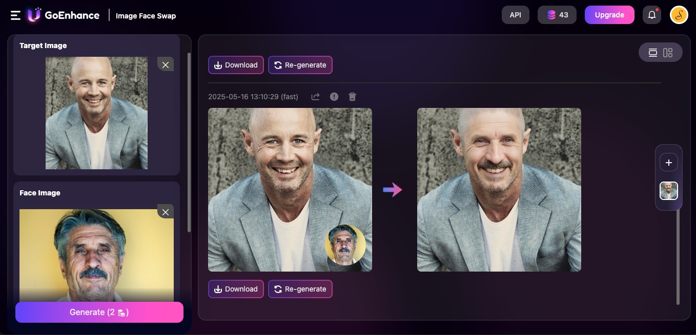 how to use goenhance ai to swap face step3