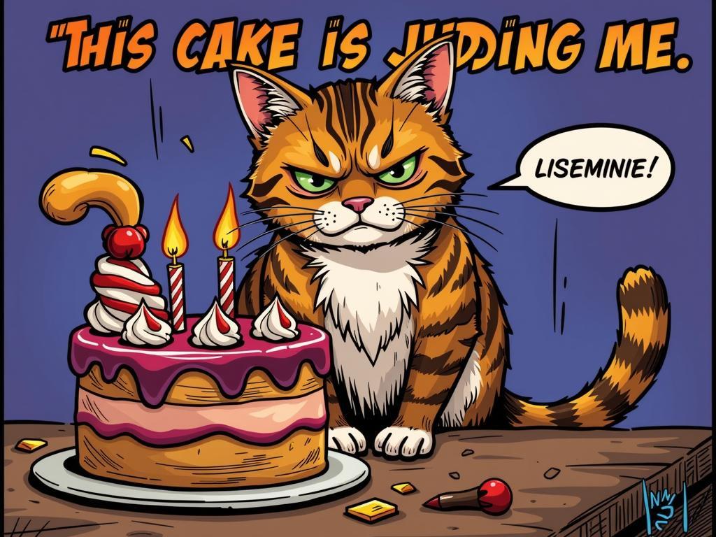 Grumpy cat birthday meme generated by media.io AI