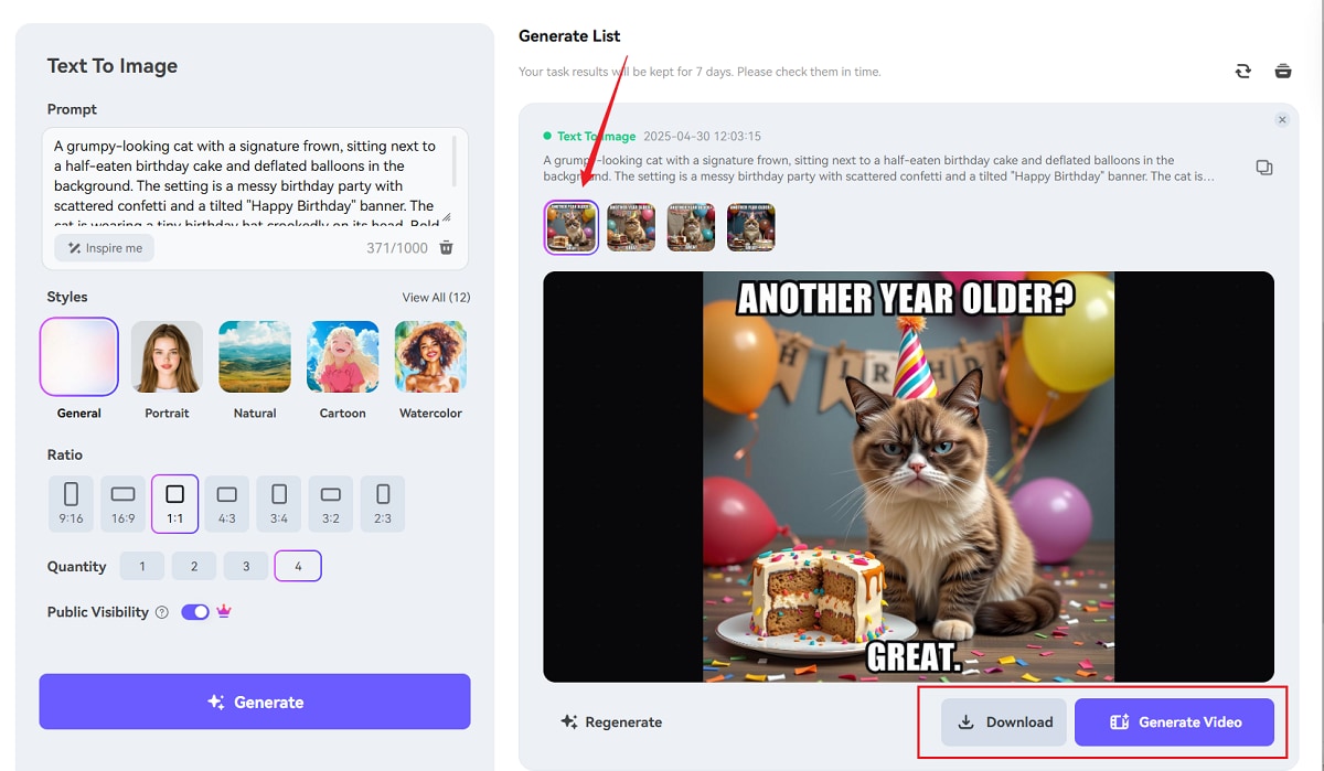 step3: download as image or animate into video