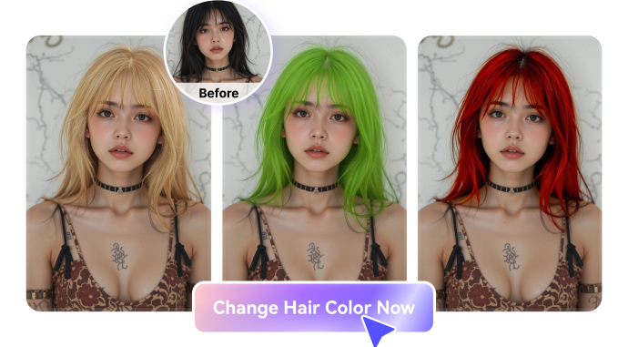 ai hair color changer with multiple color options