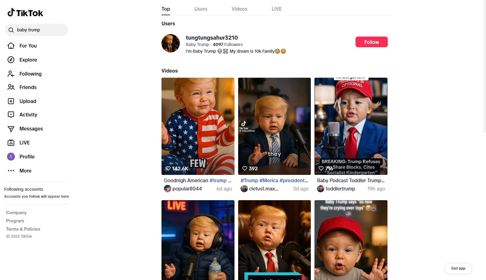 baby trump video on tiktok