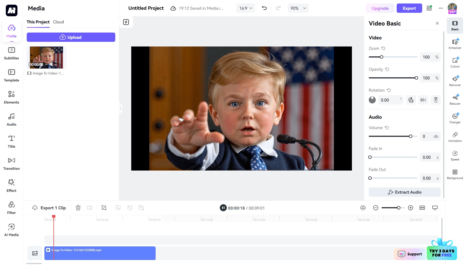 edit baby trump video